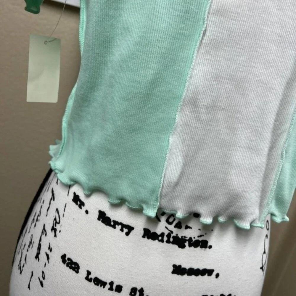 Aeropostale mint green  crop top lettuce hem baby tee top size L streetwear - Picture 14 of 16